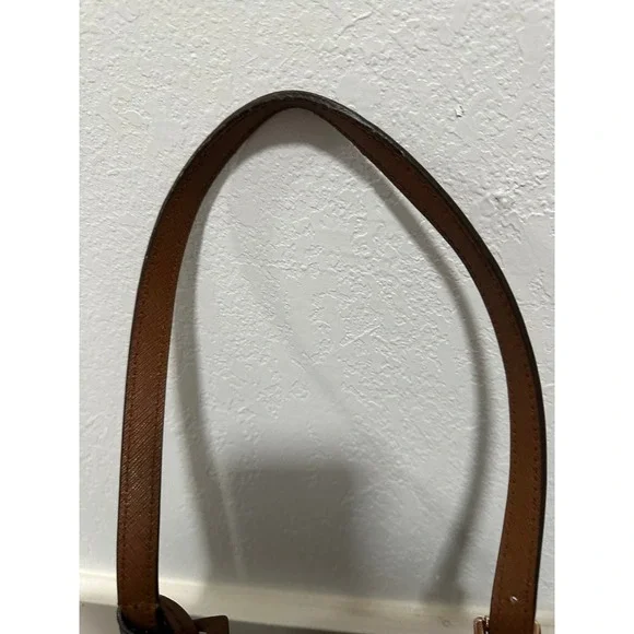 Michael Kors Brown Leather Tote Bag Gold‎ Tone MK Logo - Picture 7 of 11